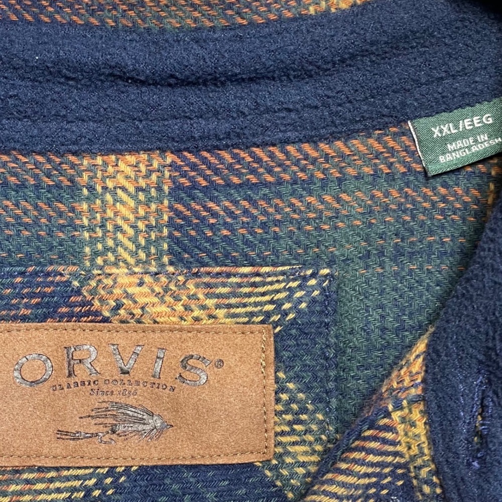 Orvis Classic Tartan Plaid Flannel Shirt Men's XXL Long Sleeve Button Up - Picture 3 of 9